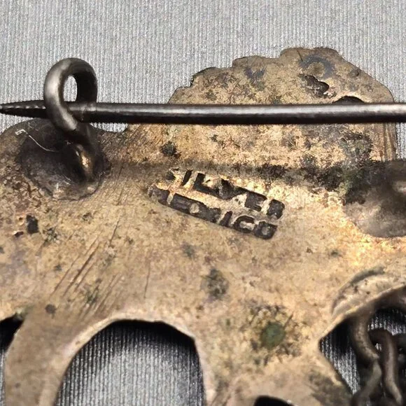 VTG Los Castillo Silver Donkey Brooch 3" Partial 2 Mule Pin Mexico - Picture 9 of 13